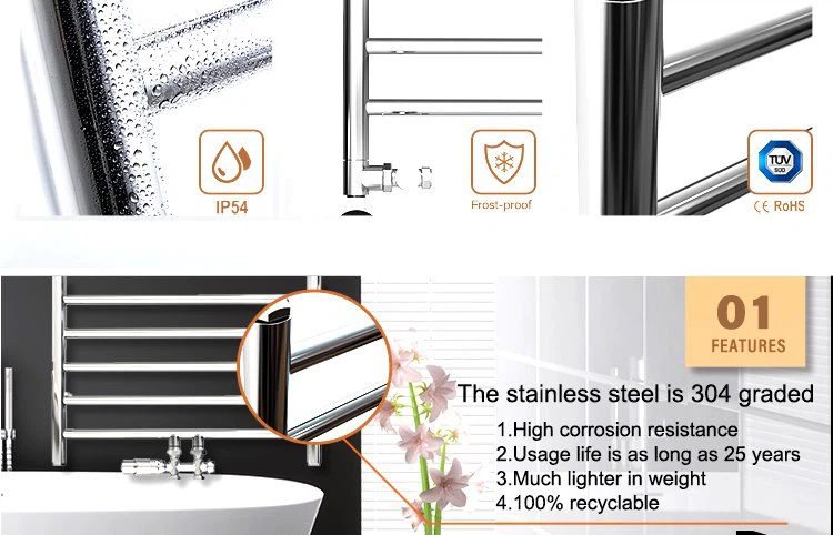 stainless steel heated towel rail